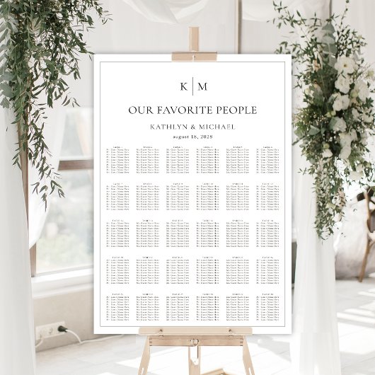 Minimalistische rand trouwtafel 30 zitplaatsen cha poster