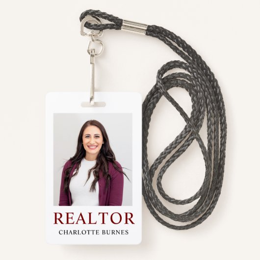 Minimalistische Realtor Photo Badge ID-Kaart (Voorkant met draagriem)