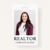 Minimalistische Realtor Photo Badge ID-Kaart (Voorkant)