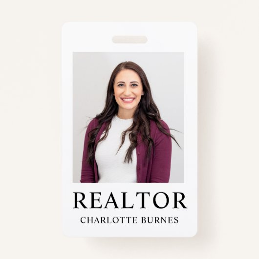 Minimalistische Realtor Photo Badge ID-Kaart (Voorkant)