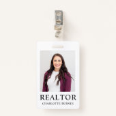 Minimalistische Realtor Photo Badge ID-Kaart (Voorkant met clip)