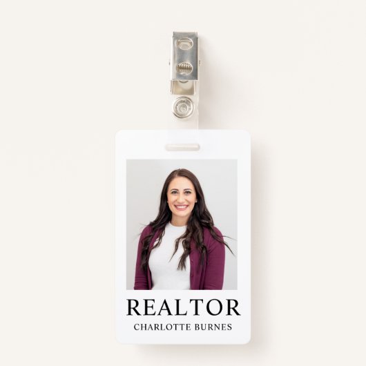 Minimalistische Realtor Photo Badge ID-Kaart (Voorkant met clip)
