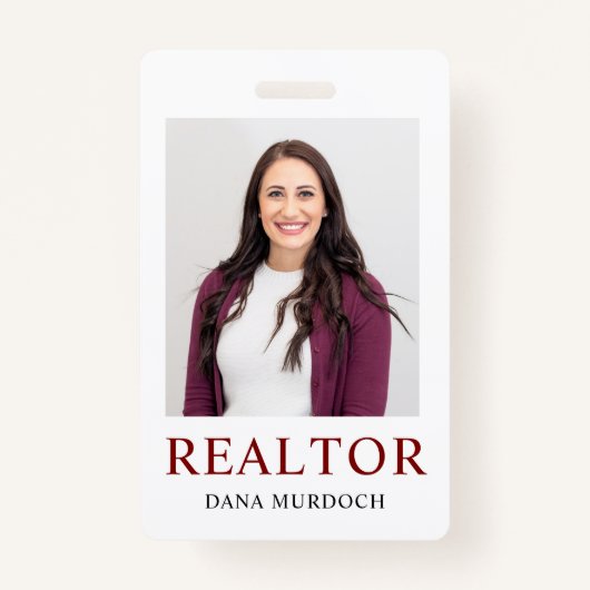 Minimalistische Realtor Photo Badge ID-Kaart (Voorkant)