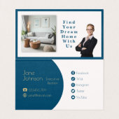 Minimalistische Realtor QR Code Gevouwen Visitekaa Visitekaartje (Binnenkant ongevouwen)