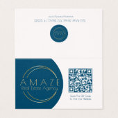 Minimalistische Realtor QR Code Gevouwen Visitekaa Visitekaartje (Buitenkant ongevouwen)