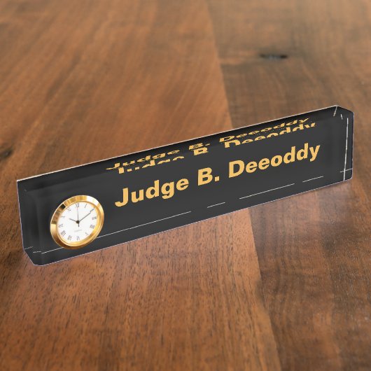 Minimalistische rechter zwarte naamplaat met klok naambordje (Zijkant)