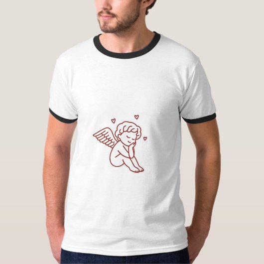 Minimalistische Red Angel Line Art – Gezellig swea T-shirt (Voorkant)