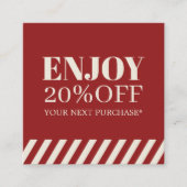 Minimalistische Red Beige Stripes Holiday Coupon (Voorkant)