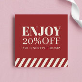 Minimalistische Red Beige Stripes Holiday Coupon