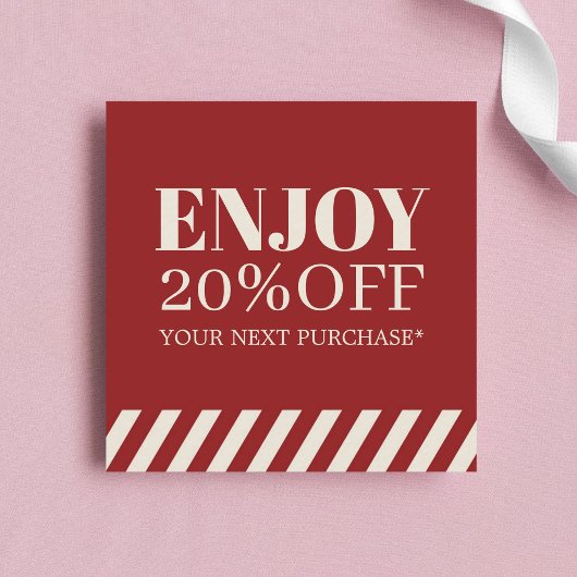 Minimalistische Red Beige Stripes Holiday Coupon