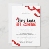 Minimalistische Red Bow Dirty Santa Gift Exchange Kaart (Voorkant)