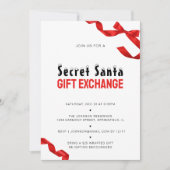 Minimalistische Red Bow Secret Santa Gift Exchange Kaart (Voorkant)