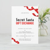 Minimalistische Red Bow Secret Santa Gift Exchange Kaart (Staand voorkant)