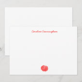 Minimalistische Red Chrysanthemum Flat Note Kaart Notitiekaartje (Voorkant / Achterkant)