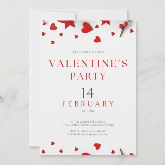 Minimalistische Red Hearts Border Valentijns's Par Kaart (Voorkant)