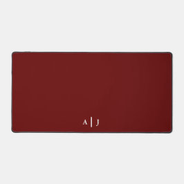 Minimalistische Red Maroon Twee Monogram Kantoor Bureaumat