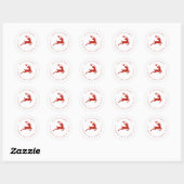 Minimalistische Red Reindeer Holiday Seal / Adres Ronde Sticker (Vel)