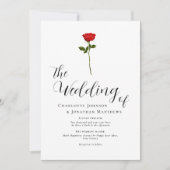 Minimalistische Red Rose Elegant Script QR-code Kaart (Voorkant)