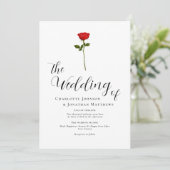 Minimalistische Red Rose Elegant Script QR-code Kaart (Staand voorkant)