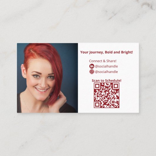 Minimalistische Red White Life Coach Persoonlijk Visitekaartje (Achterkant)