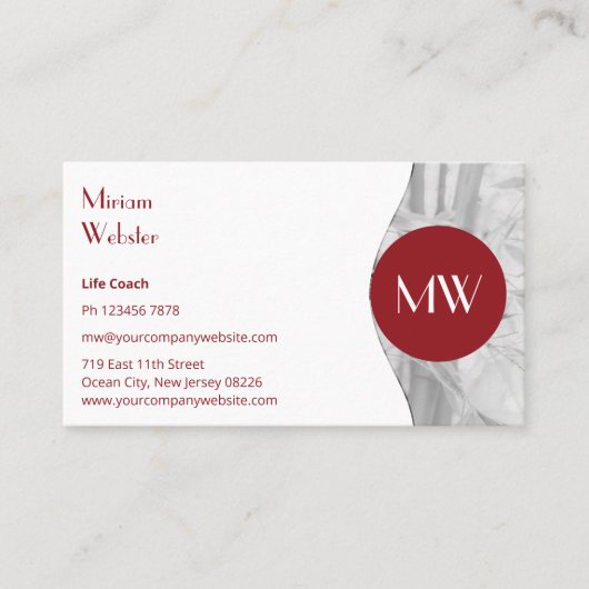 Minimalistische Red White Life Coach Persoonlijk Visitekaartje (Voorkant)