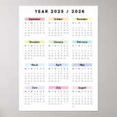 Minimalistische regenboogkalenderposter 2025 2026 poster (Voorkant)