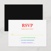Minimalistische regenboogkleurige lettertype bruil RSVP kaartje (Voorkant / Achterkant)