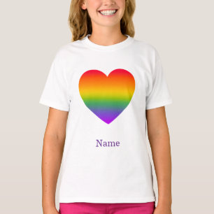 Minimalistische Regenbooglijn Hart - Schattige Kle T-shirt