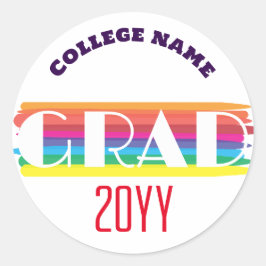 Minimalistische regenboogstreep afstuderen ronde sticker