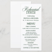 Minimalistische Rehearsal Dinner Menu Card (Voorkant / Achterkant)
