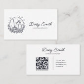 Minimalistische reinigingsservice Logo QR-code Visitekaartje (Voorkant / Achterkant)
