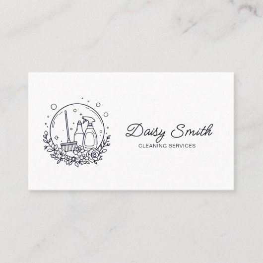 Minimalistische reinigingsservice Logo QR-code Visitekaartje (Voorkant)