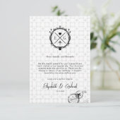 Minimalistische reisbestemming Bruiloft Zwart Bedankkaart (Staand voorkant)