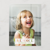 Minimalistische Rejoice Modern Text Foto Briefkaart (Voorkant)
