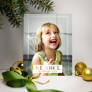 Minimalistische Rejoice Modern Text Foto Briefkaart