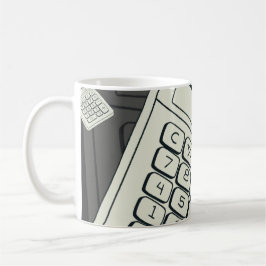 Minimalistische rekenmachine en wiskundig patroon koffiemok