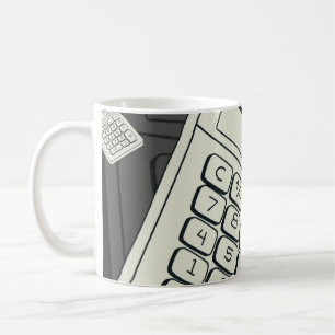 Minimalistische rekenmachine en wiskundig patroon  koffiemok