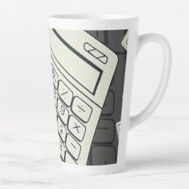 Minimalistische rekenmachine en wiskundig patroon latte mok