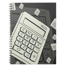 Minimalistische rekenmachine en wiskundig patroon notitieboek