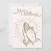 Minimalistische religieuze biddende handen Vrolijk Feestdagenkaart (Voorkant)