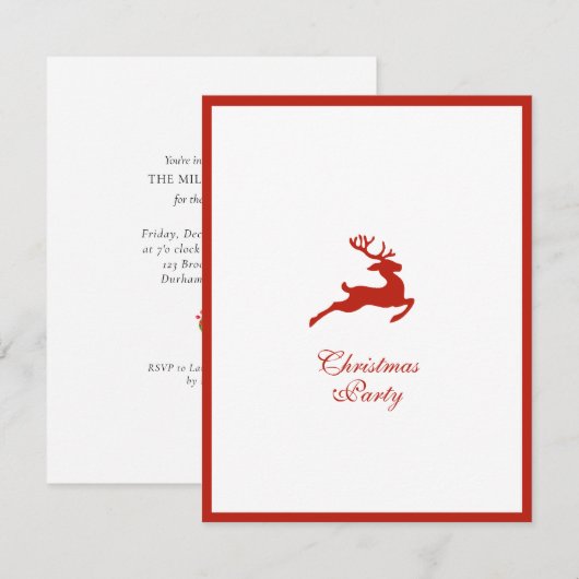 Minimalistische rendier Kerstfeest uitnodiging (Voorkant / Achterkant)