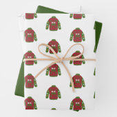 Minimalistische Rendier Rood Groen Wit Kerstmis Inpakpapier Vel (In situ)