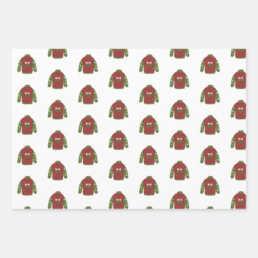 Minimalistische Rendier Rood Groen Wit Kerstmis Inpakpapier Vel (Voorkant)