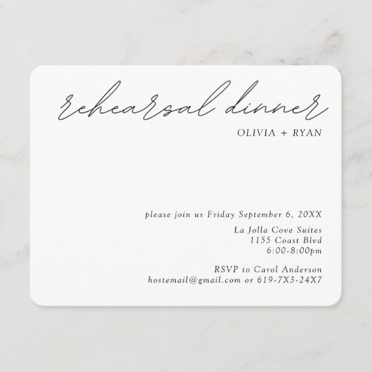 Minimalistische repetitie diner bruiloft behuizing informatiekaartje (Voorkant)