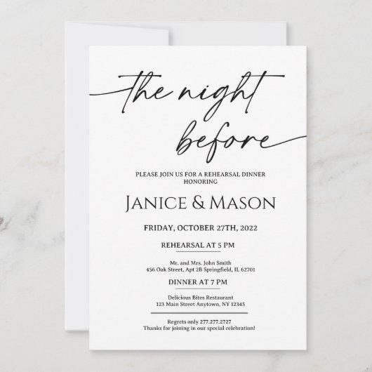 Minimalistische repetitie diner uitnodiging Boho M (Voorkant)