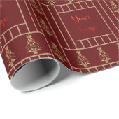 Minimalistische Retail Logo Red Gold Striped Chris Cadeaupapier (Rol Hoek)