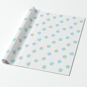 Minimalistische Retro 90s Y2k Pastel Blue Flowers Cadeaupapier