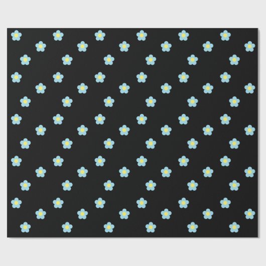 Minimalistische Retro 90s Y2k Pastel Blue Flowers Cadeaupapier (Vlak)