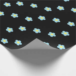 Minimalistische Retro 90s Y2k Pastel Blue Flowers  Cadeaupapier