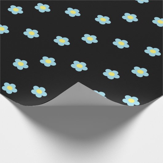 Minimalistische Retro 90s Y2k Pastel Blue Flowers  Cadeaupapier (Hoek)